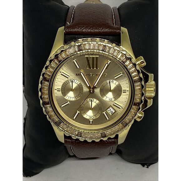 Michael Kors Everest MK5874 Women's Brown Leather Analog Dial Quartz Watch EY676 - Picture 2 of 12